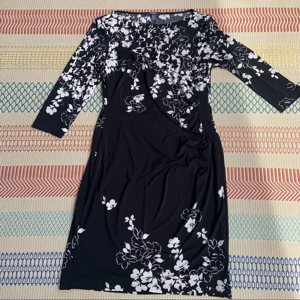 Chaps Woman’s size XL Black and White Floral Dress